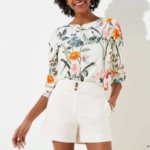 LOFT High Waist Cream Shorts